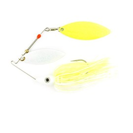 Nichols señuelos pulsador escama de Metal Doble Sauce spinnerbait, Blanco (White/Chartreuse), 3/8-Ounce