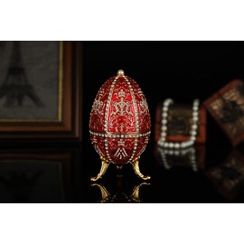 QIFU Vinage Blue Easter Egg Style Enameled Trinket Box Hinged, Unique Gift for Family(QF5825)