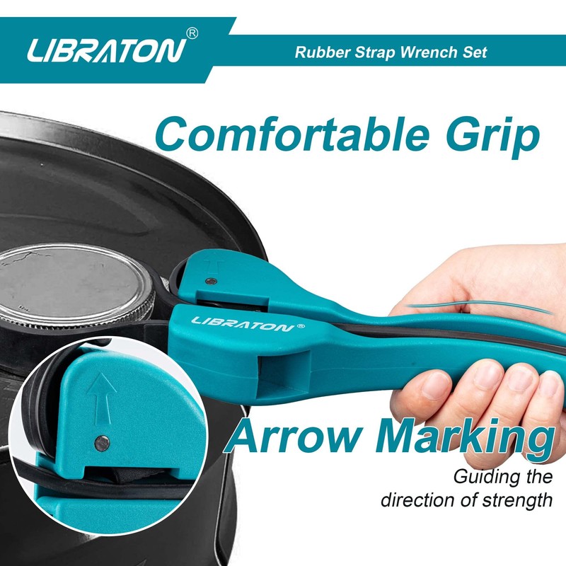 LIBRATON Strap Wrench 2-piece Multifunctional Adjustable Wrench Tools Oil Filter,