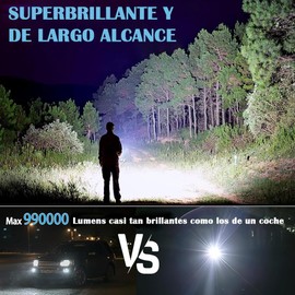 Lumbor37 Linterna Led Recargable, Lampara de Mano Linternas Led Recargables Alta Potencia, Potente Linterna Tactica Militar USB Lámpara de Mano Para Emergencia Camping Regalo