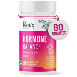 Vedic Essentials Vedic Hormone Balance Gummies | Natural Support for Female Health- for Teens & Women of All Ages | Essential Vitamins, Minerals & Herbs for Women's Health | Yummy Lemon Flavour- 60 Vegan Gummies
