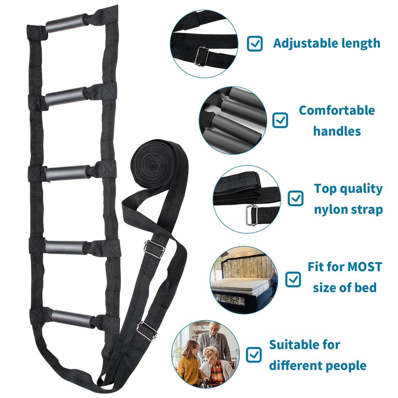 ZUEXT Bed Ladder Assist 160 Inch, Black Pull Up Assist