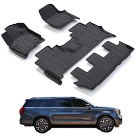 Floor Mat for Ford Expedition MAX 2025 (Only for 8 Seats) TPE All Weather Protection Car 1st and 2nd 3rd Row Full Set Floor Liners