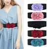 QUINTRA Women's Fashionable Chiffon Wide Waist Belt with Flowers Decorate