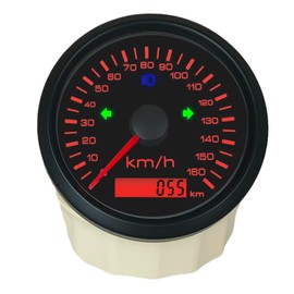 ELING 85mm GPS Speedometer 0-160km/h Odometer 9-32V with Red/Yellow Backlight for Car Boat Motorcycle (Black+Black)
