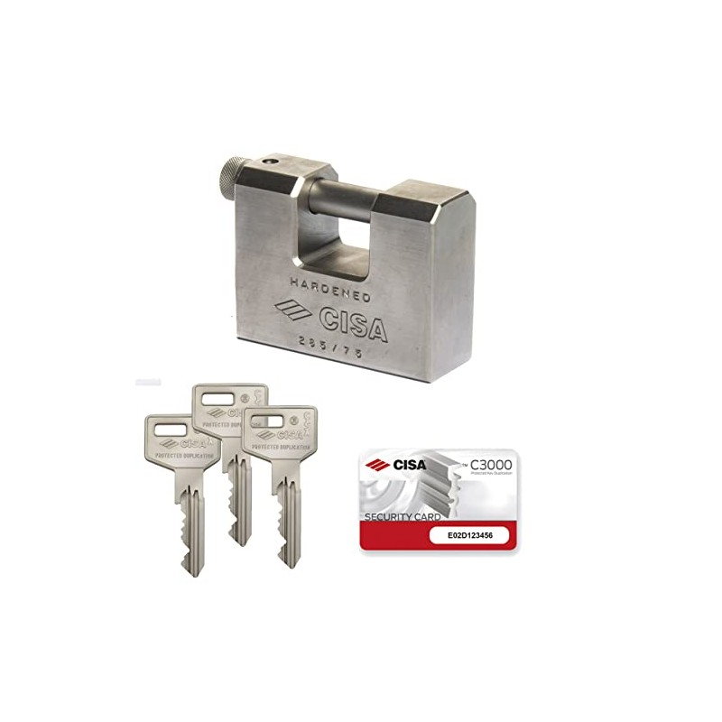 CISA 2855N Lucchetto antiscasso monoblocco Anti-Burglar Lock, Steel, 75 mm