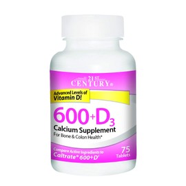 21st Century Calcium 600+D3 Tablet 600mg-800U 75 Count (2 pack)