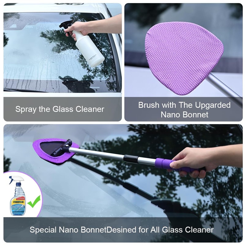 XINDELL Windshield Cleaner Tool – 24-inch Pink Car Interior&Exterior Window