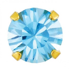 Studex Sensitive Regular Gold Plated Birthstone Stud Earrings 5mm Claw Setting - March/Aquamarine