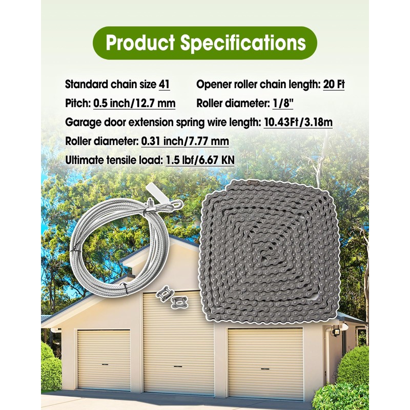 #41 20 ft Roller Chain with 2 Connecting Links and