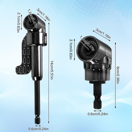 2pcs 105 Degree Right Angle Drill Adapter, 1/4 Inch Hex Angle Drill Adapter Attachment Sturdy Angle Screw Driver Drill Adapter for Household Work (Long & Short)