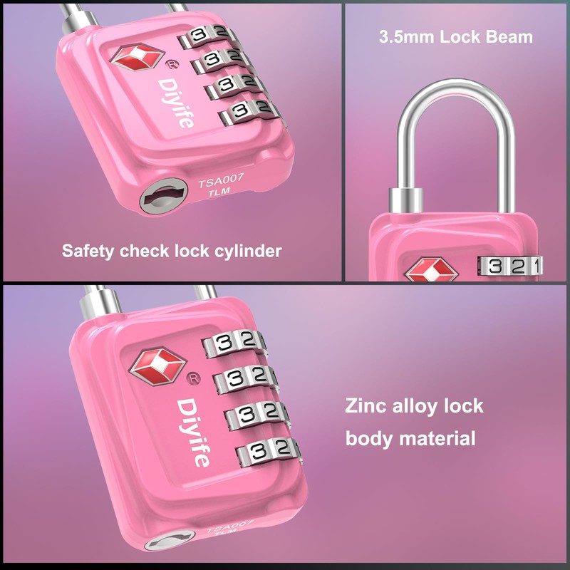 Diyife TSA Luggage Locks, [Updated Version] 4-Digit Security Padlock, [2