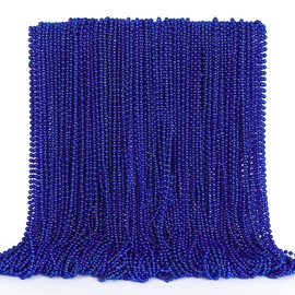 120PCS Blue Beads, 4th of July Beaded Necklaces Stuff, 33" Mardi Gras Blue Necklace Costume Bulk, Parade Throw Party Accessories for Fourth of July Wedding Birthday Events Supplies Decorations