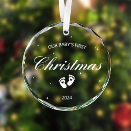 Baby First Christmas Ornament 2024, New Baby Ornament for Girls or Boys, Baby 1st Christmas New Parents Gifts for Mom Dad Newborn Glass Ornament Gifts