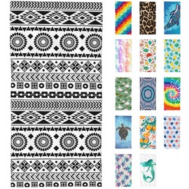 SAYOUZ Beach Towel, Ethnic Tribal Geometric Black White Color Beach Towel Oversized Sand Proof Absorbent, Quick-Dry Bath Pool Swim Towel for Shower Spa Vacation, 29.5” X 59”