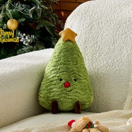 Uvvyui Christmas Tree Pillows Christmas Pillows Tree Shaped Throw Pillows Aesthetic Winter Xmas Plush Decorations Pillow Gingerbread Candy Pillow for Xmas Decor