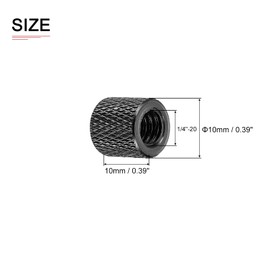 DTGN 1/4"-20x0.39(DxH) Tripod Nuts - 4Pack - Good for Camera Tripod Electronic Equipment - Hand Screw Knurled Barrel Nut Connection Fasteners - Black