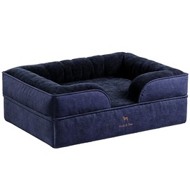 NOAH & PAW Large Dog Bed, 35x25x11 Inch, Orthopedic Dog Beds, Eggshell Memory Foam Infused with Cooling Gel, Inner Cover, Waterproof, Machine Washable (Denim Sofa Collection)