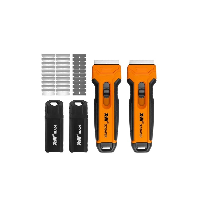 XW 2-Pack Razor Blade Scraper with 4 Spare Blades in