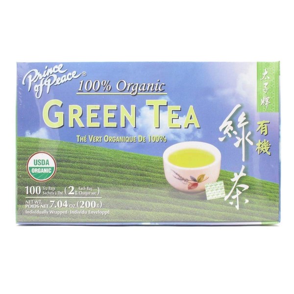 Prince of Peace Green Tea Certified Organic 100 tea bags (Pack of 4)