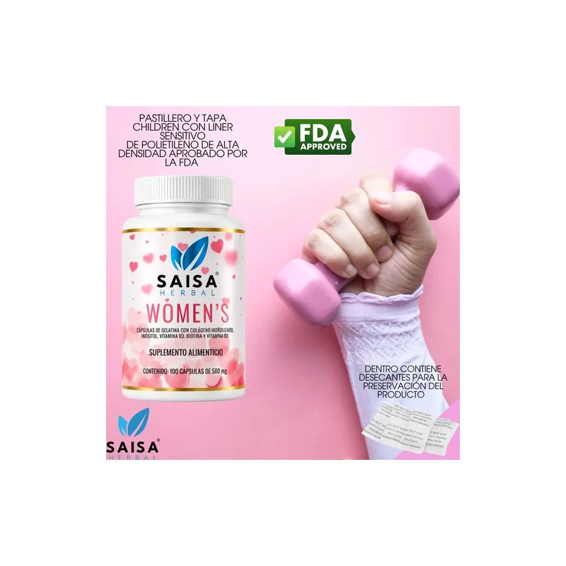 Colágeno Biotina Mujer 100 Cápsulas Saisa Womens Herbal Cabello Piel