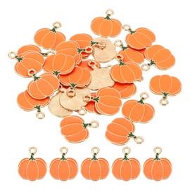 PATIKIL Pumpkin Pendants, 27 Pack Enamel Pumpkin Beads Metal Pumpkins Charm for Jewelry Making Bracelet Necklace Earring Keychain, Orange