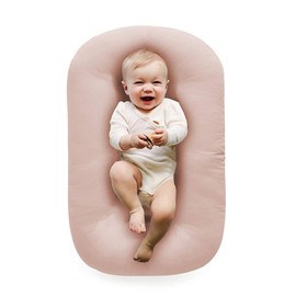 Vicorise Baby Lounger Upgrade 100% Cotton Baby Lounger Pillow for Newborn|Babies Nest Pillow|Infant Loungers 0-24 Months Boy & Girl-Pink