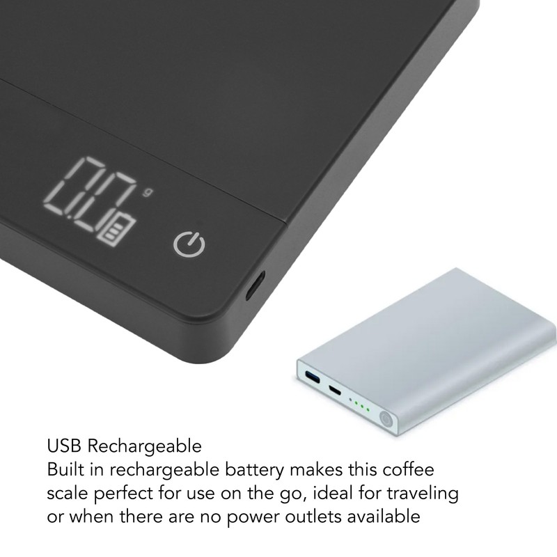 Digital Coffee Scale with Timer USB Rechargeable 0.1g High Accuracy