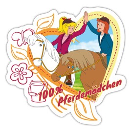 Spreadshirt Bibi And Tina Horse Girl Heart Stickers, 10 x 10 cm, Matt White