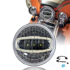SUNPIE 5D 7 inch White Amber Head light Compatible with H_arley Street Glide/Tri Glide, Compatible with Electra Glide, Road King, Softail Deluxe/Heritage