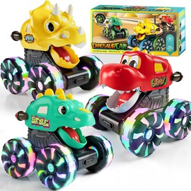 Dinosaur Car Toys for Toddlers Kids, Monster Truck Toys with Light-up LED Wheel, Press & Go Toy Cars & Trucks for 2 3 4 Year Old Boy Birthday Gifts