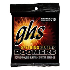 GHS Strings GBTNT-8-10 Pack - Guitar Boomers 8-String Set, Nickel-Plated Electric Guitar Strings, Thin-Thick (10-80), Pack of 10