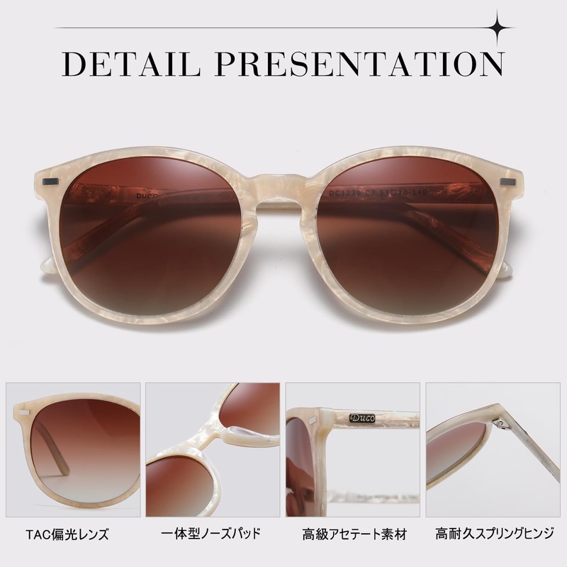 DUCO Sunglasses for Women, UV Protection, UV 400, Polarized Lens,