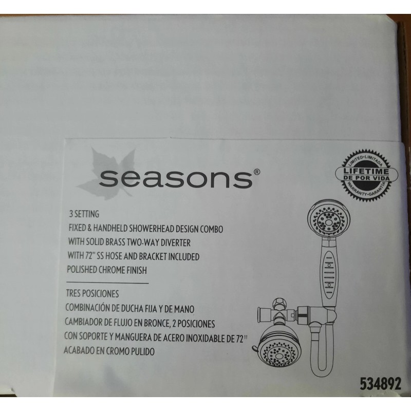 Seasons 534892 Fixed & Handheld Showerhead Design Combo w solid