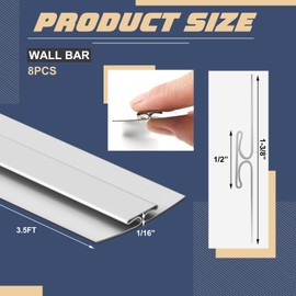Yaocom 8 Pcs Backsplash Accessories Stainless Steel Wall Divider Bars for 1/16 Inch Material 3.5 Feet Length Metal Corner Guard Wall Edge Trim Backsplash Transition Strip for Workshops Modern Kitchen
