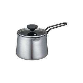 CBJAPAN One-Handed Pot, 4.3 gal (1.2 L) Induction Compatible, Fluorine Coating, Double Layer Steel, Multi-purpose Milk Pan, Silver