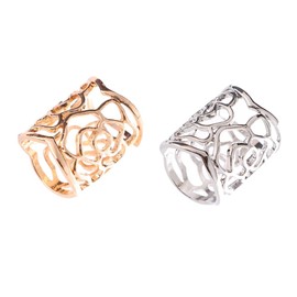 Pokinge 2Pcs Romantic Rose Flower Hollow Out Scarf Clip,Vintage Hollow Rose Scarf Buckle Scarf Ring Clip Holder Scarf Holder Shawl Buckle Jewelry for Women