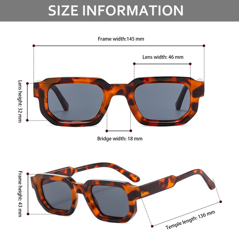 JCTAIFOO Trendy Rectangle Sunglasses for Men Women Vintage Rectangular Retro
