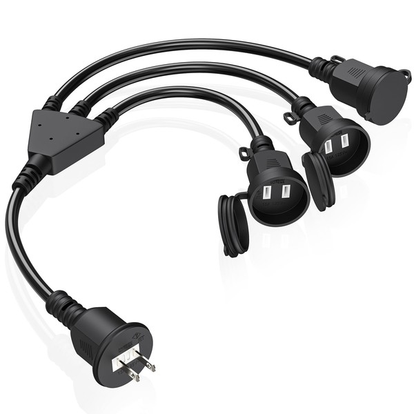 HITRENDS Outdoor Power Strip Extension Cord Short 0.5m 3 Branch