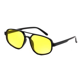 FEISEDY Retro Aviator Sunglasses for Women Men, Classic 70s Plastic Frame, UV400 Sun Glasses B0252 Black/Yellow