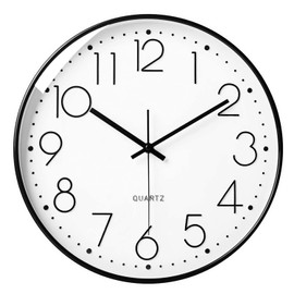 LiRiQi 12 Inch Wall Clock Modern Quartz Silent Wall Clock with Arabic Numerals Wall Clocks Round Wall Clock Children's Clock without Ticking Noises for Living Room Bedroom Children's Room Office Cafe