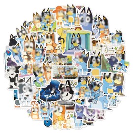 Dog Sticker Children's Blue Y 50 Pieces Vinyl Sticker Kawaii Sticker Set, Waterproof Puffy Sticker Decoration Children, Anime Gift Party Bag Children's Birthday Party Bag for Laptop Skateboard