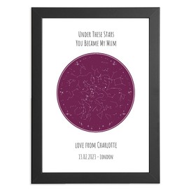 Under These Stars, You Became My Mum - Star Constellation Map Print - Mother's Day Gift - First Mother's Day Gift - Mummy Birthday Gift - Choose Your Colour, Optional Sizes and Print Or Frame