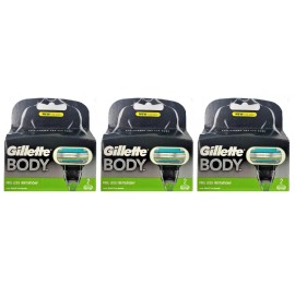 Gillette Body Razor Blade Refills Fits on Mach3 & Venus Handle, 6 Cartridges