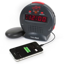 Sonic Alert Alarm Clock, Black/Red, 5" x 5"