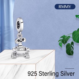 RMMY Charm Pendant S925 Sterling Silver Mouse Cartoon Animal Spacers Heart Movie Dangle Beads Bracelet Necklace Mother's Day Gift Gifts for Women, Silver, Cubic Zirconia