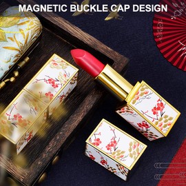 Lipstick Container, Refillable Cosmetic Container, Empty Lipstick Tube, Lipstick Container, DIY Retro Style, Plum Blossom, Default