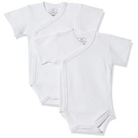 Playshoes Unisex Children's Wrap Bodysuit Baby Toddler Bodysuit, white 1/4-sleeve 2 pack