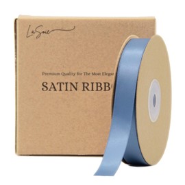 LASOIE Satin Ribbon for Flower Bouquet Gift Wrapping for Crafts Bows for Girls Hair Presents Bookmarks Birthday Party Decorations Wedding Invitations Decorative for Craft Blue Gray 16mm 5/8 Inches