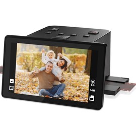 22MP Film and Slide Scanner with 5” LCD Screen, Convert Color & B&W Negatives & Slides 35mm, 126, 110 Film to JPEG Digital Photos